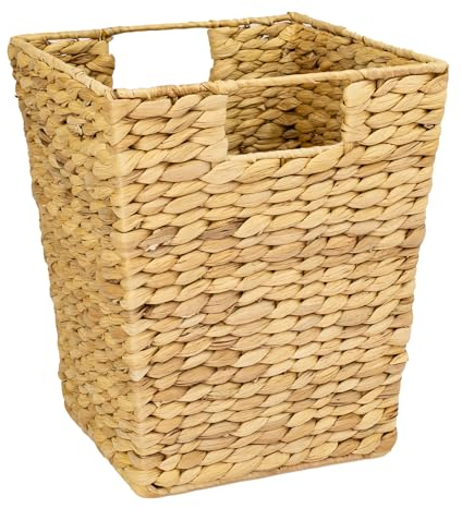 HMF Cestino per la carta, cestino per l'ufficio intrecciato in giacinto d'acqua | Rettangolare | 25 x 25 x 30 cm