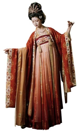Ez-sofei Abito Hanfu tradizionale cinese da donna, per spettacoli teatrali antichi (rosso, F, L)