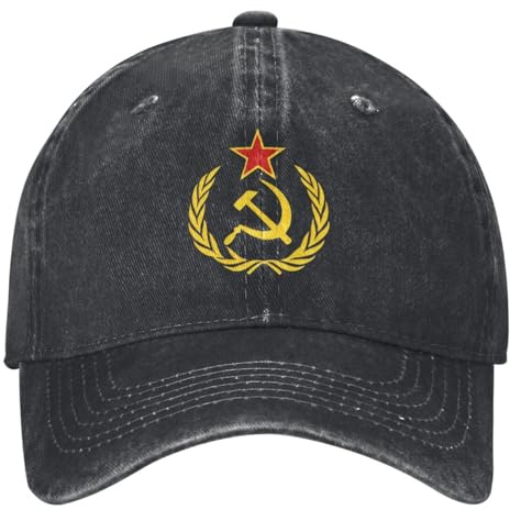 QIYAEUA Marteau et Faucille Casquette de Baseball Communisme Unisexe Adolescents Écran Solaire Chapeau de Camionneur Été Ajusté Rétro en Plein Air Gym Snapback Cap