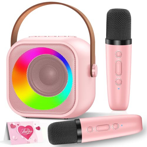 MicQutr Karaoke para Niños 3-12 Años - Microfono Inalámbrico Bluetooth, Mini Máquina de Karaoke, 2 Micrófonos, Juguete con Efectos de Voz y Luces LED - Regalos Cumpleaños Navidad para Niñas y Niños
