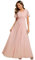 Ever-Pretty Robes de Demoiselle d'honneur Col Rond Manches Longue Grand Taille Robe Soirée Femme Longue Rose 42