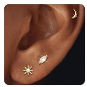Diamday 3Paar Ohrstecker Gold Helix Piercings Chirurgenstahl Medizinische Ohrstecker für Damen Herren Hypoallergen Ohrringe Set Piercing Ohr Helix Tragus Conch Piercings Ohrringe Gold Stecker