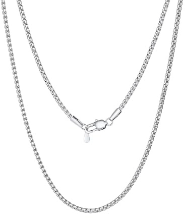 PROSTEEL 2mm Chaine Acier Inoxydable Homme 66cm, Collier Homme Argent à Maillons Boîte, Chainette pour Pendentif