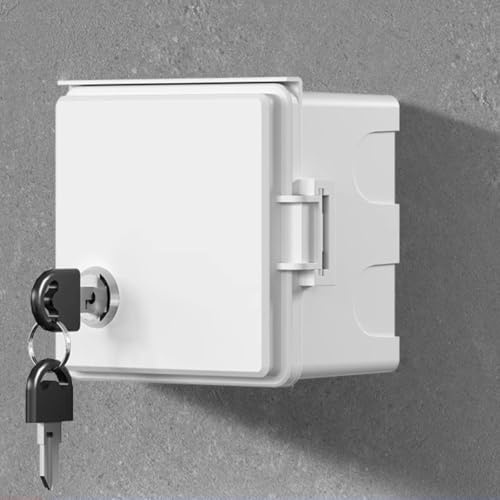 CWOQOCW Caja de Enchufe Exterior Impermeable con Placa de Pared y Cerradura, Caja de Enchufe Exterior con Cerradura para Carga de Vehículos Eléctricos y Uso en Jardín, Transparente Negro (Blanco)