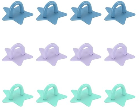 sourcing map 12Pcs Phone Ring Holder (1 Inch) - Adhesive Star Shaped Phone Finger Grip Hook Smartphones Keychain Ring Charm Loop for DIY Tablet Case Accessories, Purple/Green/Blue