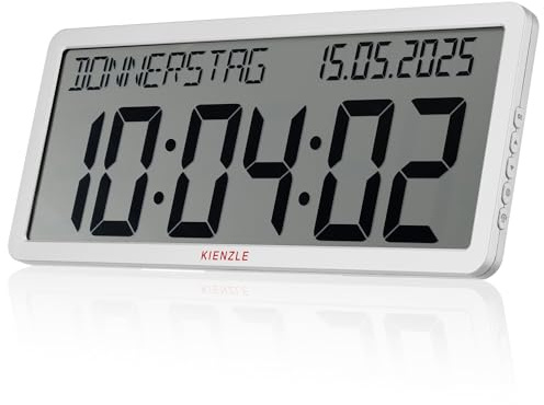 Kienzle Reloj de Pared radiocontrolado con Fecha Pantalla XXL Blanco