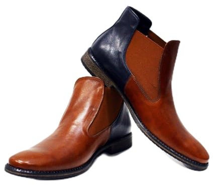 Modello Città di Castello - EU 46 - US 13 - UK 12 - 30,8 cm - Handgemachtes Italienisch Bunte Herrenschuhe Lederschuhe Herren Braun Stiefeletten Chelsea Stiefel - Rindsleder Weiches Leder - Schlüpfen