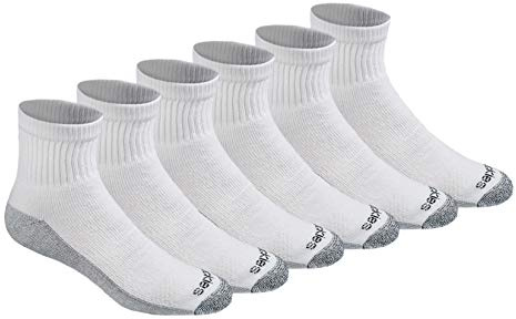 Dickies Men's Dri-Tech Moisture Control Quarter Socks (6, 12, 18 Pairs), White (6 Pairs), X-Large
