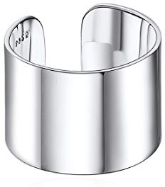 ChicSilver Anillo Banda Ancha Plata de Ley 925 15mm Anillo Liso Plano Oro Blanco Regalo Cumpleaños Anillo Hip Hop Joven Joyería Minimalista