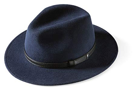 MGO Leisure Wear Wood Felt Hat, sehr schöne hochwertige Filzhut aus 100% Wolle. Hut Faltbar und wasserabweisend. An der Innenseite mit Baumwollband verarbeitet. Für Damen und Herren, Farbe Blau.