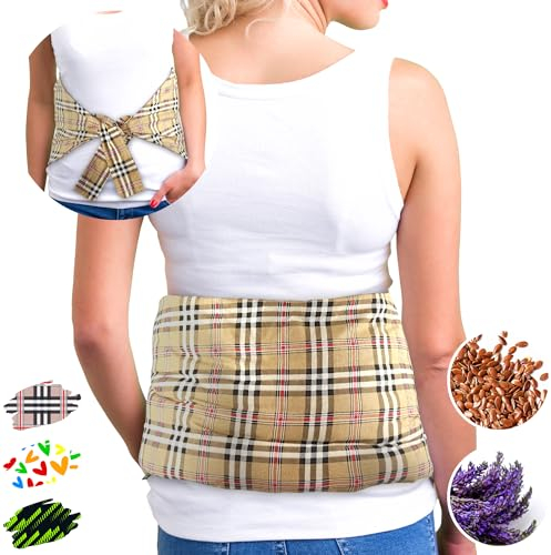 Ceinture Lombaire Chauffante Micro-ondes - Coussin Chauffant Dos et Dorsale (50x25 cm) - Compresse Chauffante de Graines Aromatiques - Housse Lavable, 100% Coton et Odeur de Lavande
