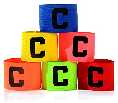 Seully 6 Stück Fußballspiel Armbinde, Professionelles Mehrfarbiges Kapitänsarmband,Flexibel und Skalierbar,Elastisches C-Standard Armband für Kinder und Erwachsene,Geeignet für Mehrere Ballsportarten