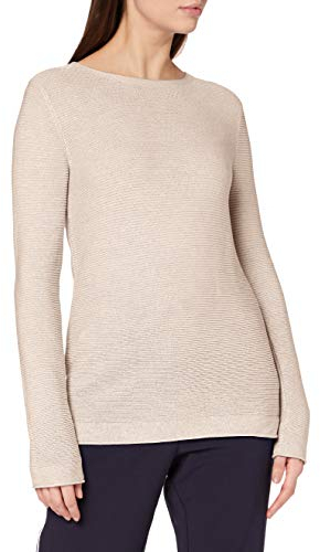 TOM TAILOR Damen Basic Strickpullover aus Bio-Baumwolle, 24192 - Dusty Alabaster Melange, L