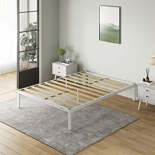 Novilla Rete Letto Matrimoniale 160x200, Struttura Letto a Doghe in Legno, Spazio di Archiviazione Sotto al Letto, Facile da Montare, Adatto per Molti Tipi di Letti e Materassi, Bianco