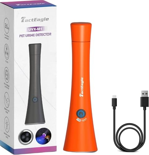 TactEagle UV Flashlight Black Light, 365nm Blacklight Pet Urine Detector, Rechargeable Blacklight Flashlight for Dog/Cat Urine Stains, Bed Bug, Resin Curing, Scorpions Finder, Orange