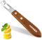 HAMOER Cuchillo de canal – Herramienta de tallado de frutas y verduras para decorar cócteles, postres y ensaladas, punta de acero inoxidable, mango de madera