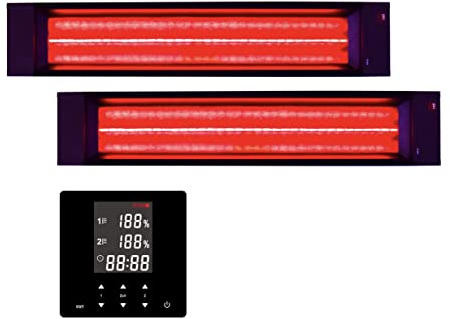 2 x infraröd strålkastare InfraROTmed 1 300 W + kontroll takstrålkastare, djupvärme fullspektrumstrålkastare för bastu och infraröd kabin, för eftermontering eller självbyggnad