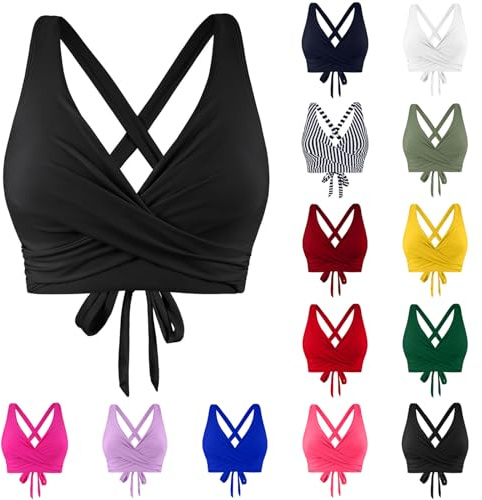 Haut de bikini pour femme Haut de bikini push-up Soutien-gorge de maillot de bain rembourré Séchage sportif Haut de bikini rembourré Dos nu Avec rembourrage sans armatures