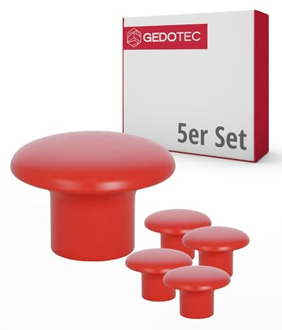 Gedotec Lot de 5 boutons de meuble pour chambre d'enfant - Diamètre : 32 mm - Couleur : rouge - Poignées de meubles en plastique - Coloré - Boutons d'armoire colorés - Boutons de meubles pour enfants