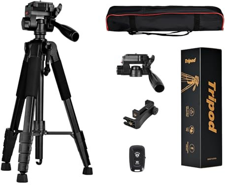 Kamera Stativ 49-190cm,Aluminium stative bis zu 3kg Traglast,Tripod mit 360°Kopf,Bluetooth-Steuerung,Einbeinstativ,Camera tripod für Smartphone mit Handy Halterung,Fotostativ für DSLR Canon Nikon Sony