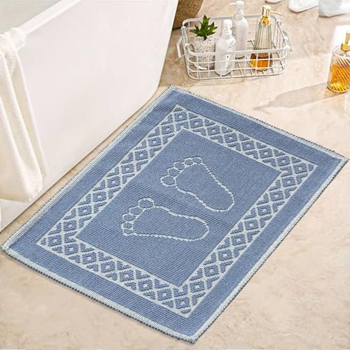 Bonny Home Soffy Blau & Balu 2er Pack Badematte | Natürliche Baumwolle Badteppich | Weiche Bad- und Duschvorleger | Für Bad, Dusche und Toilette Maschinenwaschbar, Schnell Trocknend Badvorleger