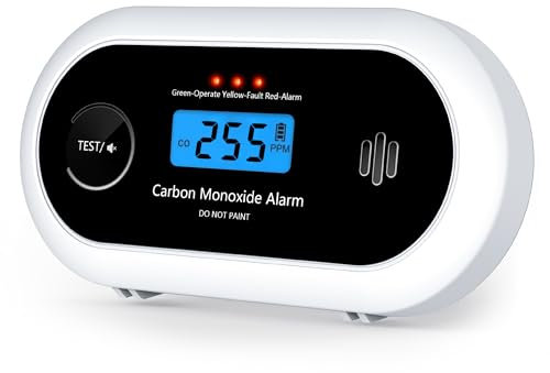 Carbon Monoxide Alarm, 10 Years Sealed Battery CO Alarm with Digital LCD Display, Battery Operated Carbon Monoxide Detector for Home, EN 50291 Standard