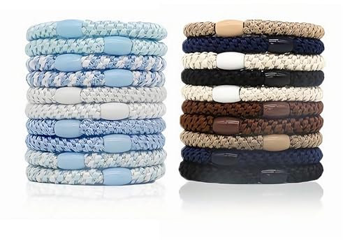 20 Stück Knekki Haargummi Armband Elastic Haargummi Geflochten, Hair Ties Zopfgummis Damen Stilvoll Und Schlicht Mehrfarbiges Haarband, für Dickes Haar Keine Beschädigung Keine Falten Haargummis