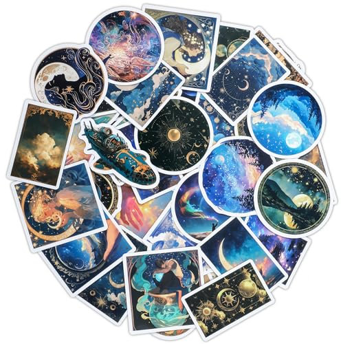 HJZHII 50 Stück Anime Sticker Aesthetic,Universum Scrapbook Stickers,Wasserfeste Vintage Aufkleber Dekorative Fotoalbum Zubehör Geschenkdeko Selbstklebend Journaling Deko Für Laptop Motorrad Kindle