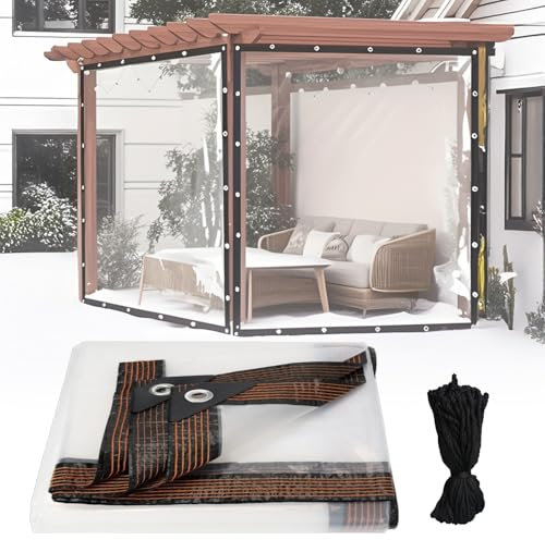 CTREVL Plane Durchsichtig für AußEnbereich, Transparente Plane mit ösen, Wetterfeste Faltbar Planen Terassenplane für Veranden, Terrassen, Patios, Pavillons, Gärten(6x10m/19.7x32.8ft)
