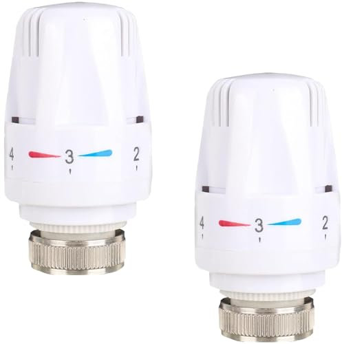 2 PCS Radiator Thermostat Valve,Thermostatic Radiator Valve Head, TRV Radiator Valves M30 X 1.5, Radiator Thermostat Head Heating System Temperature Control for Home Office Bedroom Etc(White)