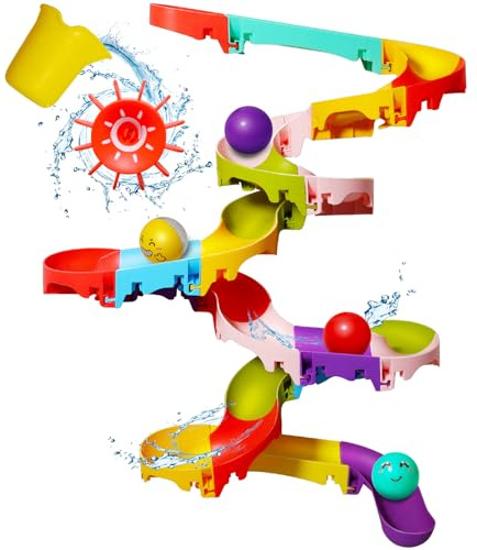 Jovicos Kids Bath Toys, 42 PCS Track Game Shower Water Toys, DIY Slide Track Bath Toys with Suction Cups, Bathtub Toys for Kids Bath Time, Gift for for 3 4 5 6 Year Olds Boys Girls