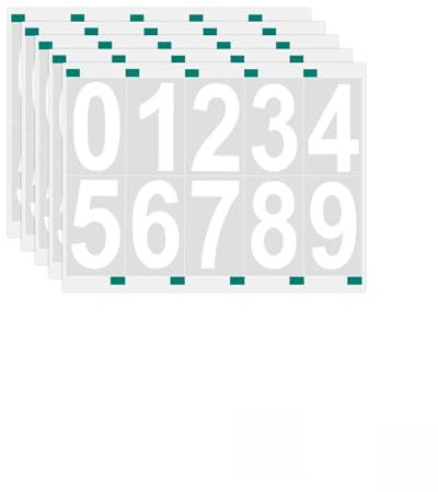 Lot de 5 Numéros de Boîte aux Lettres, 7,62cm Autocollants en Vinyle Autocollants Réfléchissants Étanches pour Panneaux de Porte Voitures Camions Numéros d'Adresse Commerciale