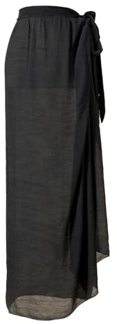 Generisk Nhgkju pareo-duk för kvinnor – lätt sarong med knytbälte, 96 x 100 cm, sommar strandklänning, perfekt för strand, pool och semester, svart, M
