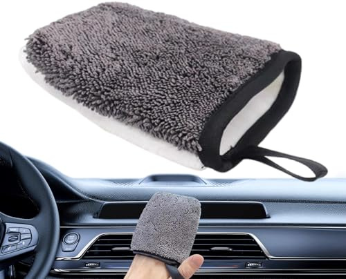Guanti per lavaggio auto, per decontaminazione automatica, 38/30/25 cm, strumento di pulizia laterale, vestibilità ergonomica, impugnatura facile per ruote, sedili in pelle e interni, nero