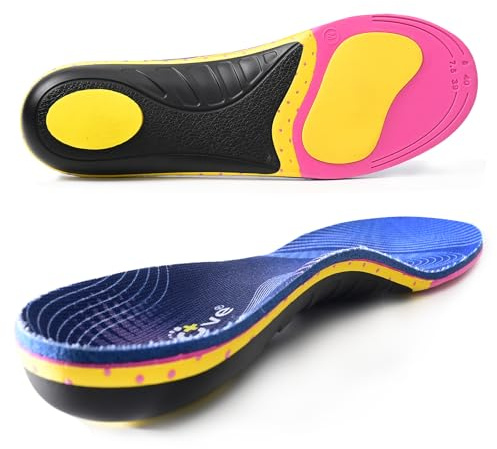 Welnove Solette Ortopediche–Plantari per Fascite Plantare e Tallonite–Alto Supporto per Arco Plantare,Ideali per Plantare Piede Piatto,Stivali da Lavoro,Scarpe da Corsa-Uomini 35-37