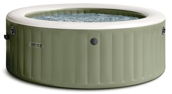 INTEX 28425EG PureSpa - Juego de SPA de Masaje de Burbujas para Exteriores, Inflable portátil, Incluye Cubierta de SPA de bajo Consumo, Listo para Sistema de Agua Salada, 4 Personas, 77 x 28 Pulgadas