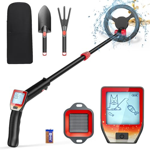 Détecteur de Métaux Enfants, Métaux Détecteur avec Bobine Étanche de 18 cm avec écran LCD, Détecteur de Métaux Très Sensible avec Bobine de Recherche étanche pour Enfants ou Débutants