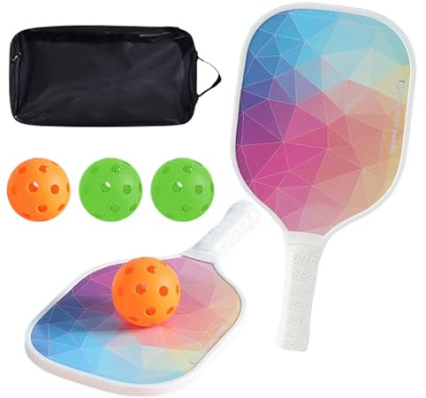 Beachball-set, pickleballl-racket, pickleballl-set, 2 uppsättningar av paddlar för höga elastiska stekpannor, inre bollar och 2 utomhusbollar med paddelpåse, handtag
