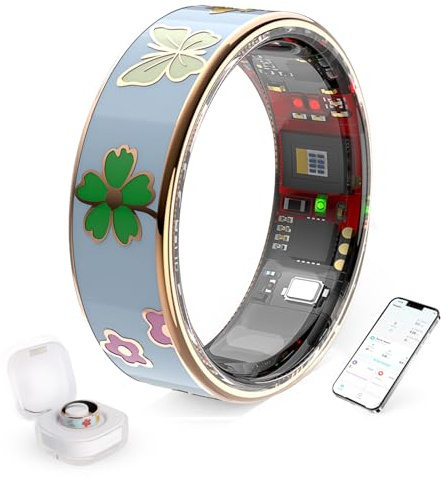 Elegante anillo inteligente para mujer, hombre, rastreador de salud y fitness, con monitoreo del ritmo cardíaco, sueño, oxígeno en la sangre, impermeable IP68, podómetro, compatible con iOS y Android