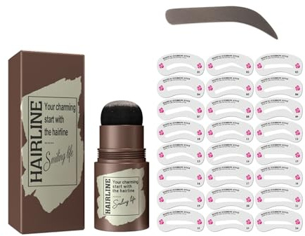 Juego de 24 plantillas reutilizables impermeables para cejas para principiantes, para maquillaje natural de cejas completas, sellos esenciales para cejas y kit de plantillas