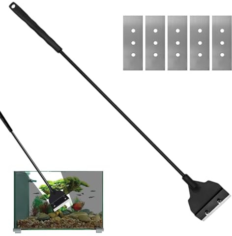 KDRNXVAL 65cm Aquarium Algae Scraper Set – Lightweight, Detachable and Adjustable Algae Cleaner with 5 Replaceable Blades for Glass Fish Tank and Gravel Cleaning