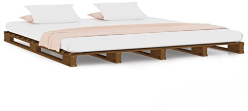 Solivagant Letto a Pallet Senza Materasso Ambra 120x200cm Legno Massello,Marrone,23kg