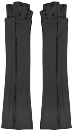 QSTDGVPW Guantes Sin Dedos, Guantes de Compresión Antideslizantes, Guantes Largos, Protectores de Dedos, Guantes para Escribir, Ligeros, de Nailon Y Elastano, Negro