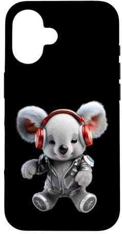Custodia per iPhone 16 Koala Bear DJ Cuffie Music Lover Design