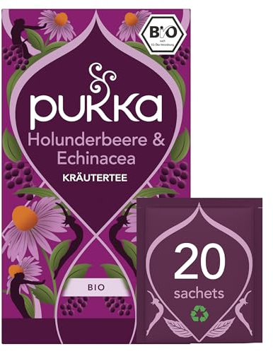 Pukka | Bio-Früchtetee Holunderbeere & Echinacea | Holunderbeere, Echinacea, Anissamen, Ingwer | 20 Teebeutel