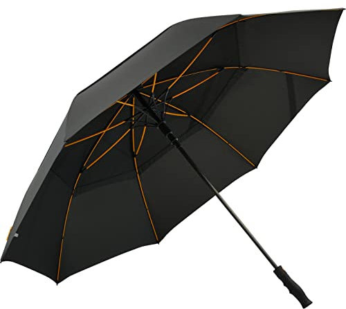 Falcone® hochwertiger XXL Golfschirm Automatik mit Ventilationsbezug - schwarz