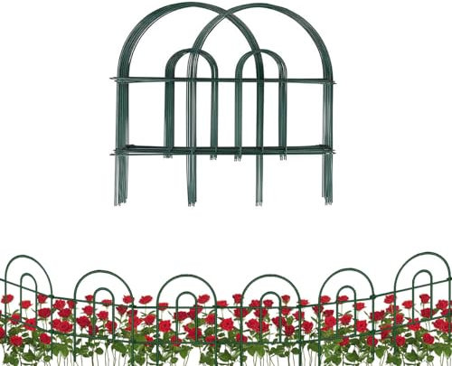 VTT Vert Bordure de jardin pliable Clôture pelouse cour Clôture 45,7 cm X 8 pieds, Lot de 2 Ensemble, longueur totale 16 pieds