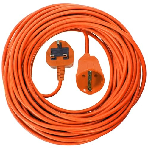 SPARES2GO 10m Mains Power Cable UK 3 Pin Plug compatible with Qualcast Lawnmower Strimmer