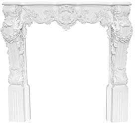 Console de cheminée en polyuréthane - Bordure de cheminée décorative - Blanc - K3006 - 138 x 130 cm - Cheminée électrique - Maison de campagne