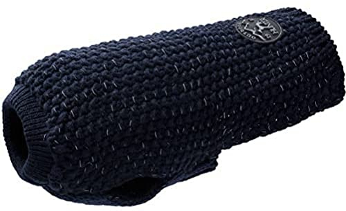 HUNTER Hundepullover FINJA, Farbe: dunkelblau, Warmer Strickpullover für kalte Tage, reflektierendes Garn für mehr Sichtbarkeit, weich & elastisch, komfortabel, waschbar bei 30°C, Größe: 45